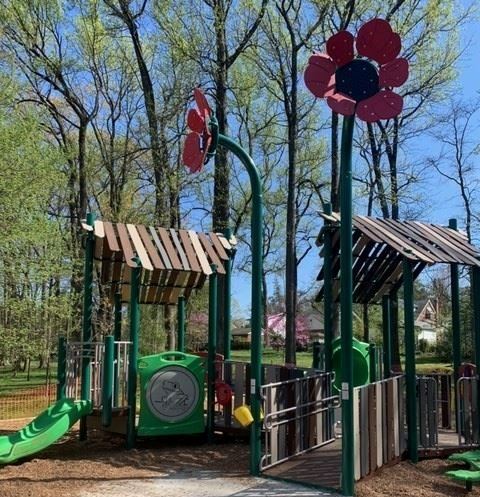 New playground with slides and climbing apparatus  