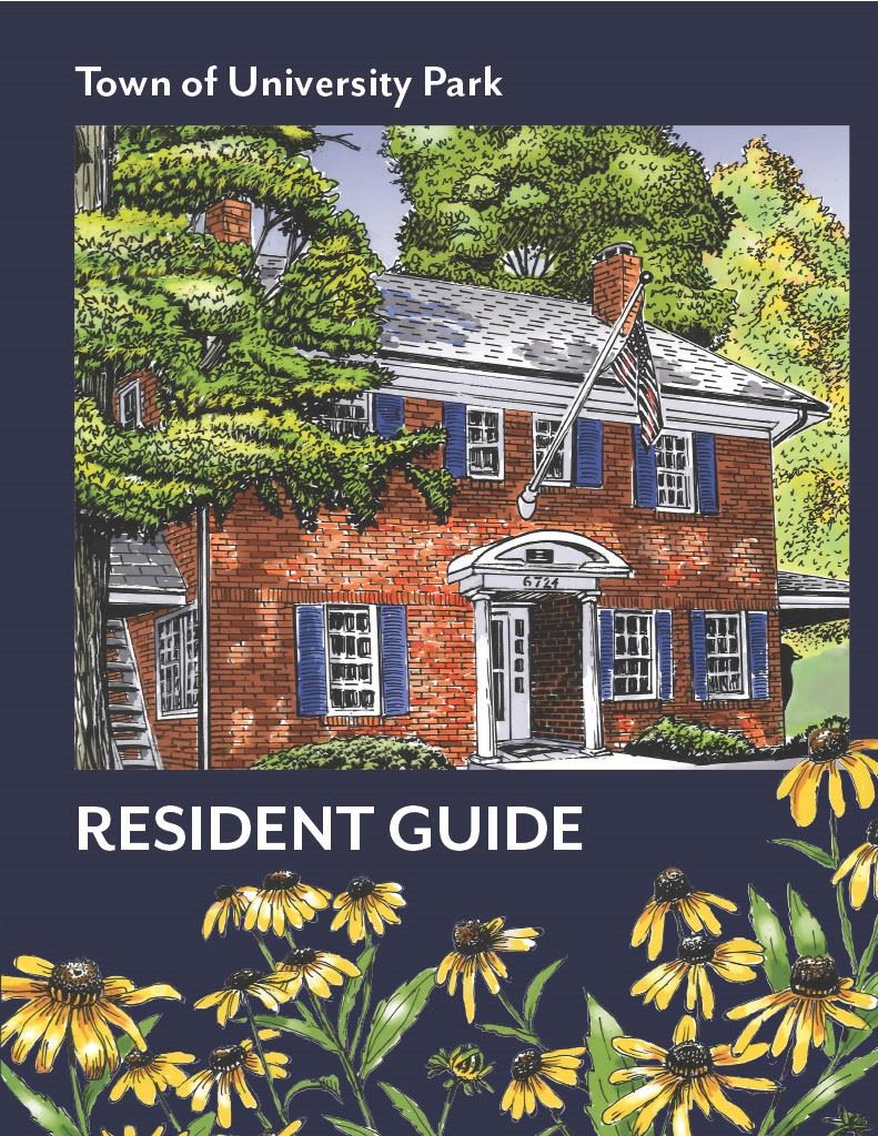 Illustration of Town Hall with Black-eyed Susans