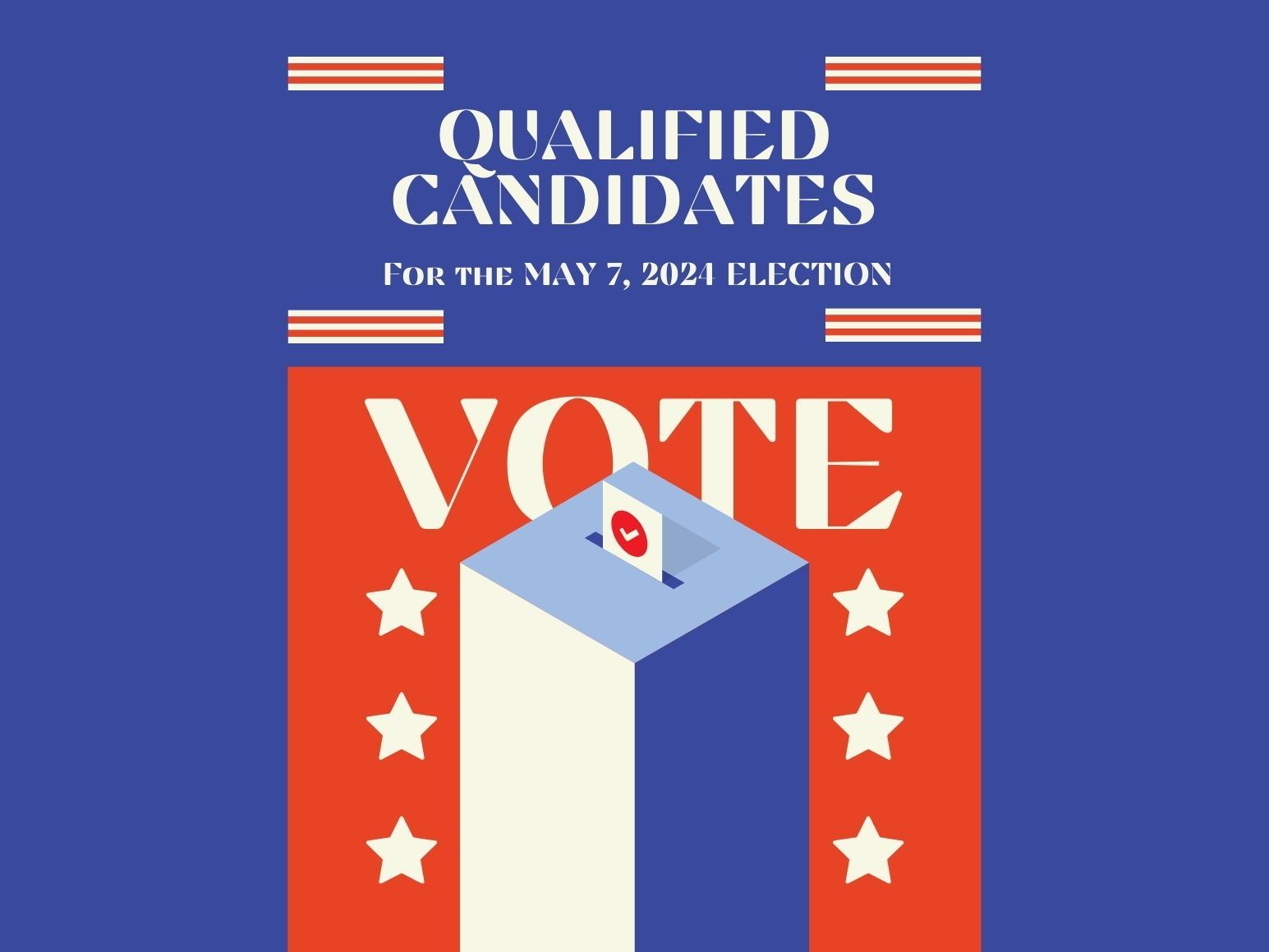 red, white, and blue picture of voting box with ballot